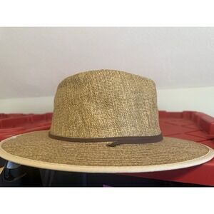 SCALA-Dorfman Pacific Men's L PANAMA FEDORA Toyo HAT SAFARI SUN SHADY Suede Band